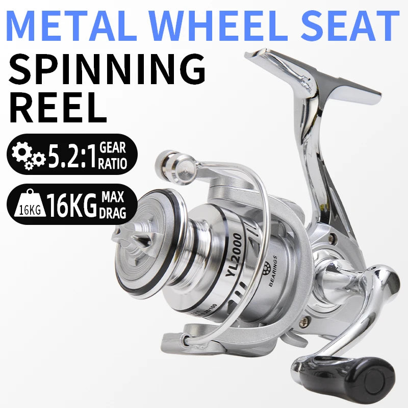 BILLINGS Spinning Reel 16KG Max Drag 5.2:1 Gear Ratio CNC Rocker Size：2000~7000 Freshwater Saltwater Multipurpose Spinning Fishing Reels for Grouper Sea Bass Big Game Fishing