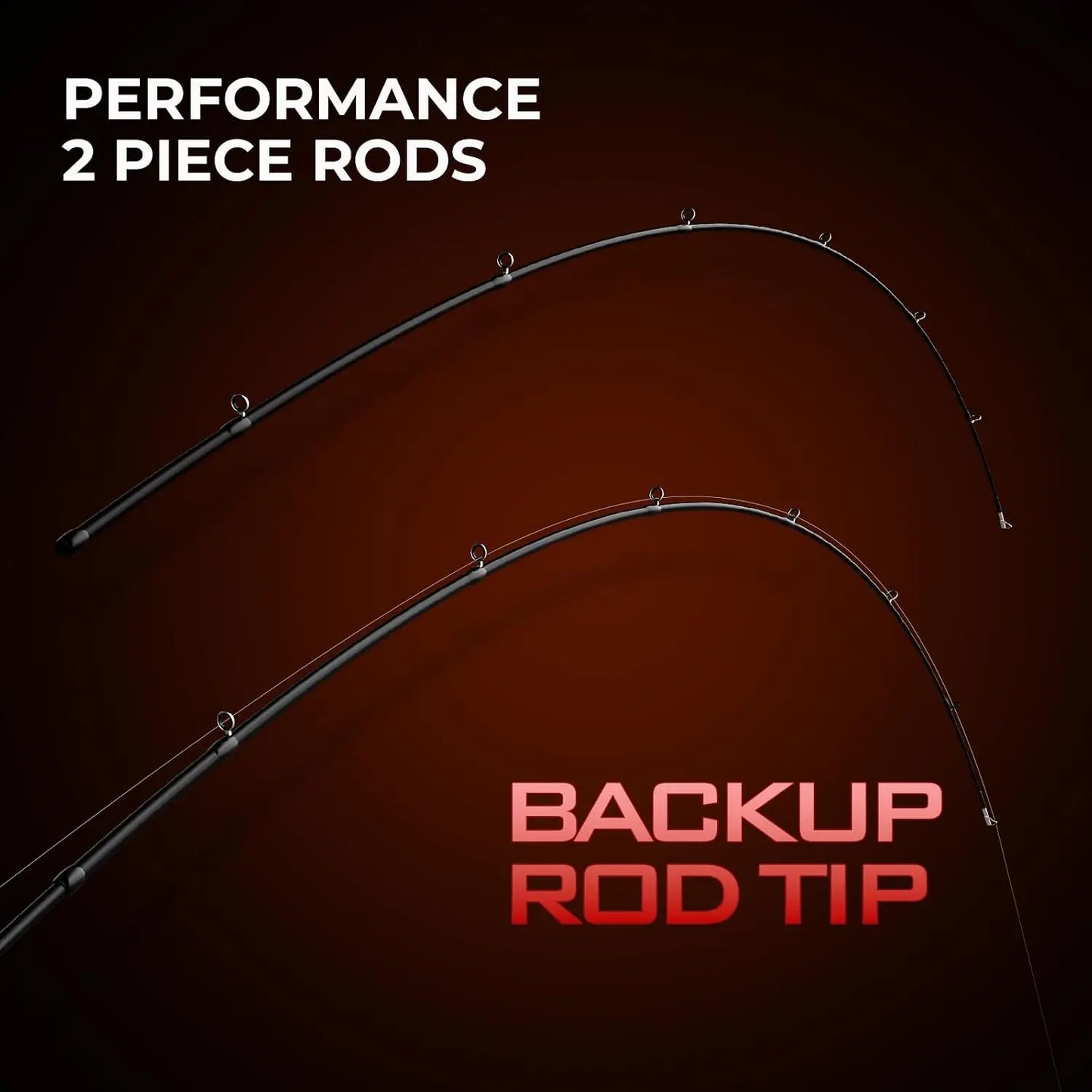 2-Piece Fishing Rods with Extra Tip, IM6 Graphite, PTS System, Hook Keeper