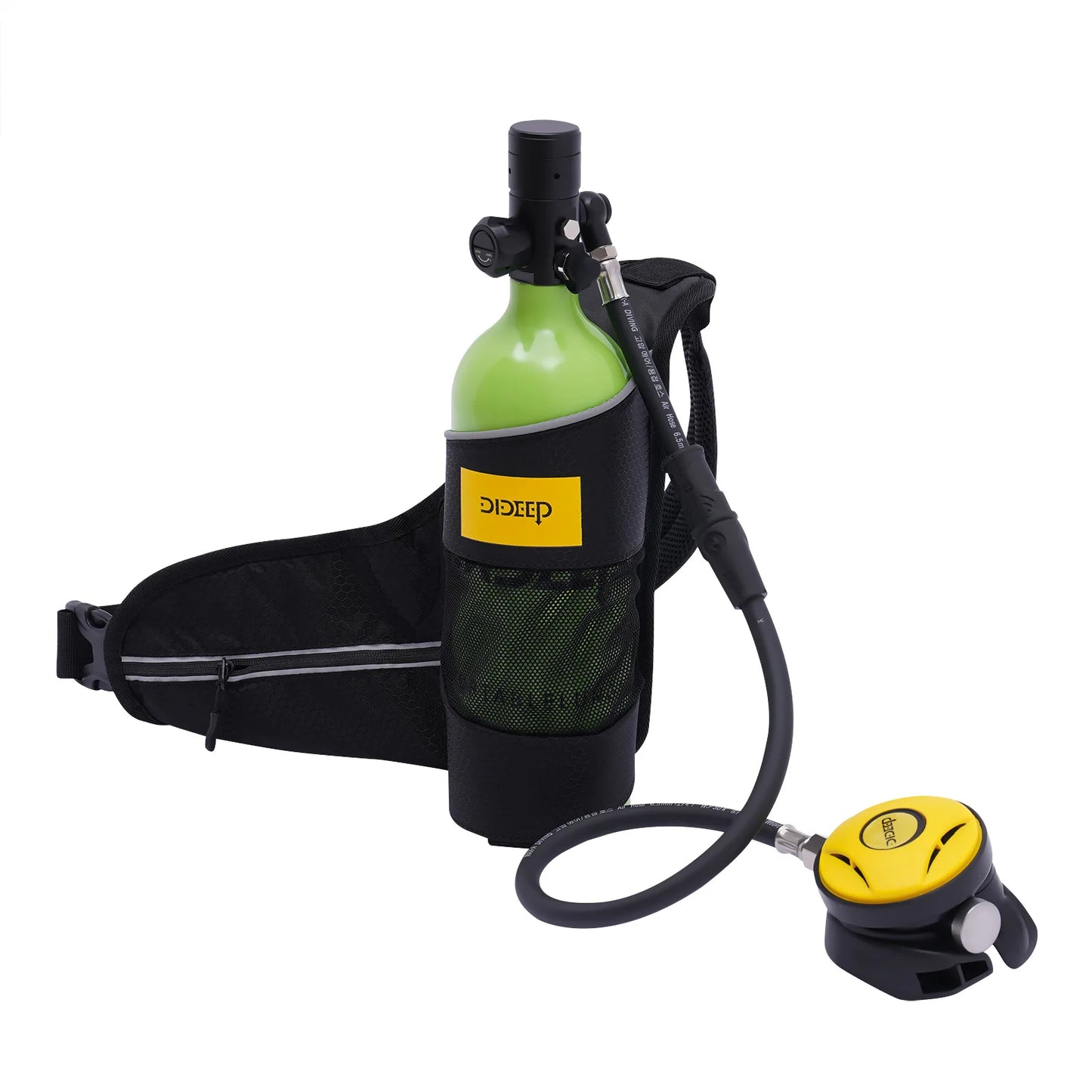 Mini Scuba Tank, Refillable Oxygen Cylinder 1L, Diving Air Tank, Constant Pressure, Safety Valve, Silicone Mouthpiece, Aluminum