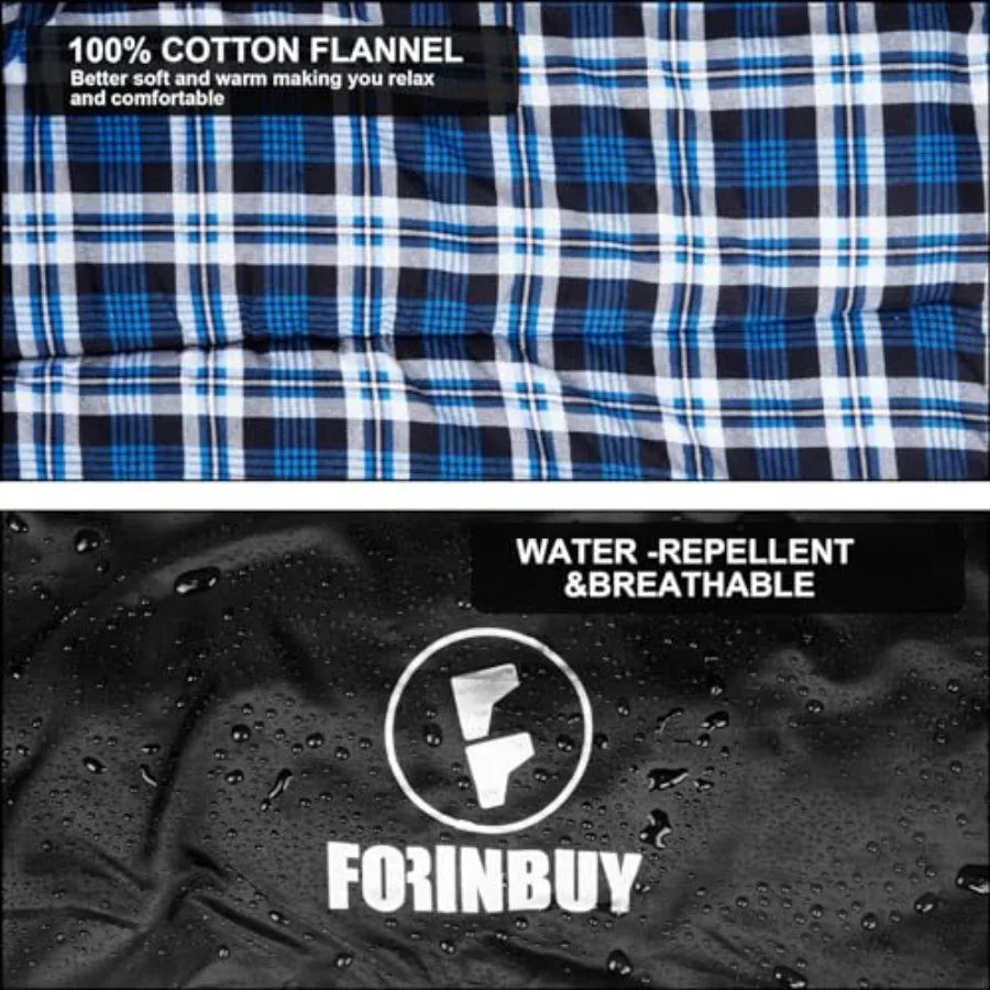 Flannel Sleeping Bag Cold Weather for Adults XL Camping Cotton Sleeping Bag 4 Season Big and Tall, Waterproof with Compression