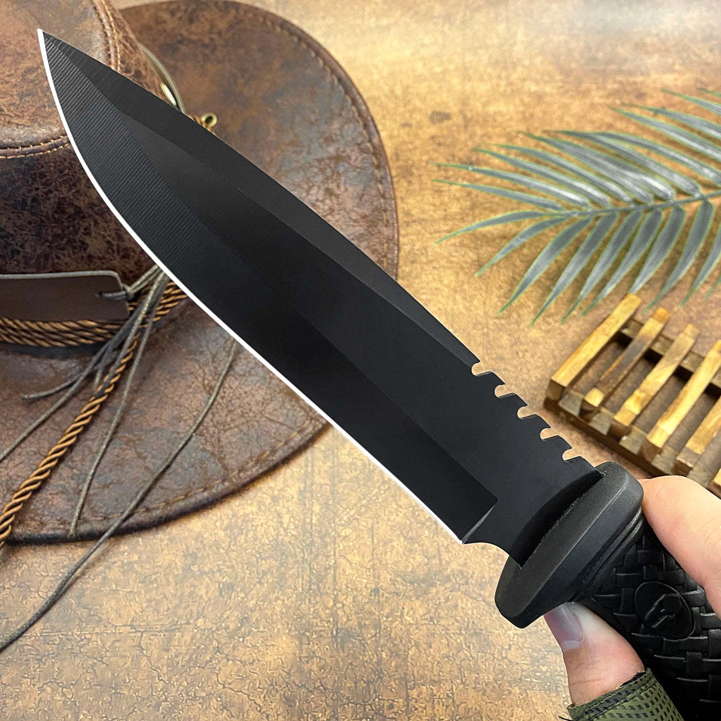 Hardman Straight Knife, D2 Outdoor Knife, Stainless Steel Blade, Safety Grip, ABS Handle, K Sheath, EDCC Outdoor Knife