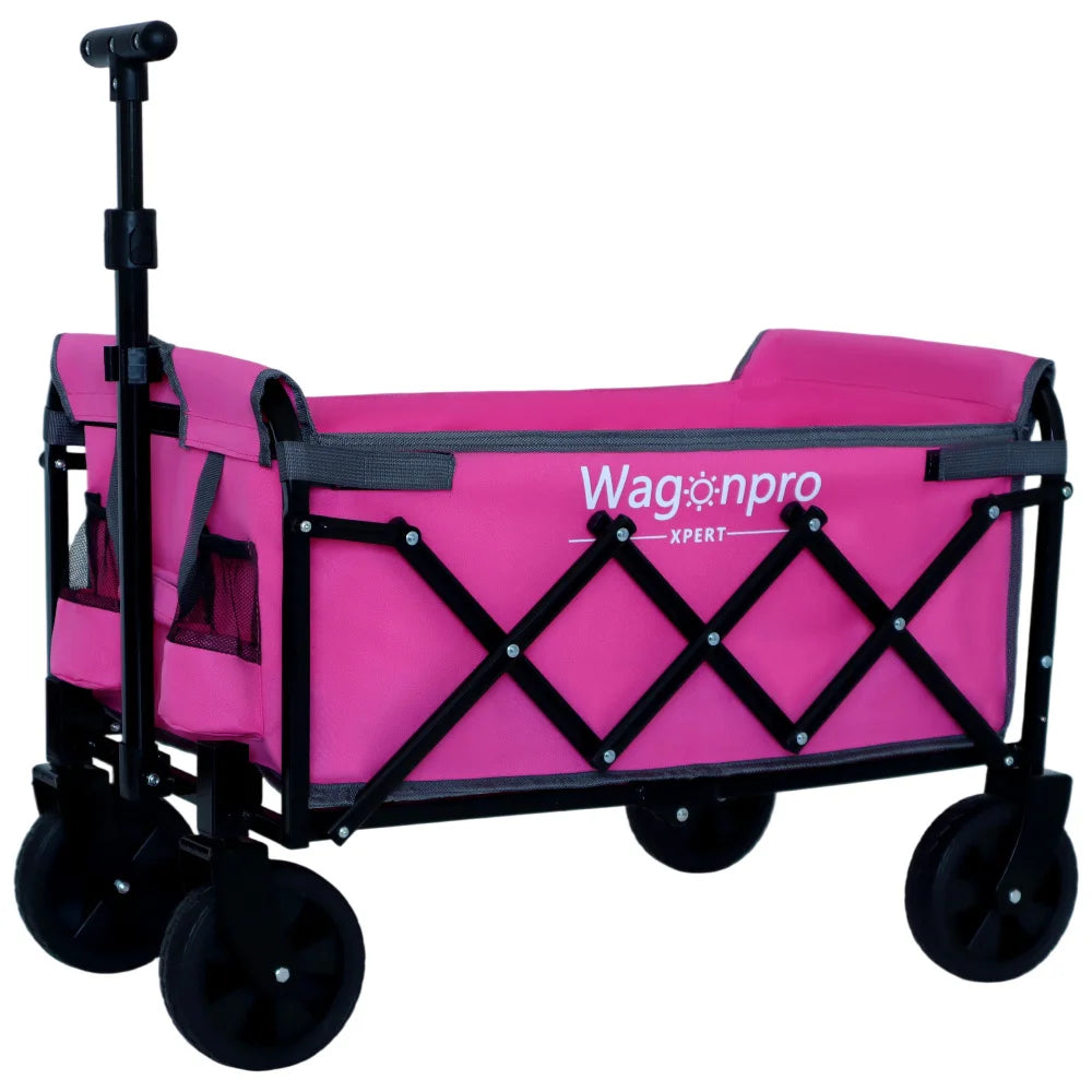 Collapsible Wagon with Wheels - 3 in 1 Lightweight Utility Camping Wagons Carts Expandable Dual-Layer Utility Wagon Carts with 100% Extra Space - 225lbs Grocery Cart for Camping, Shopping, Sports, Gardening, Fishing