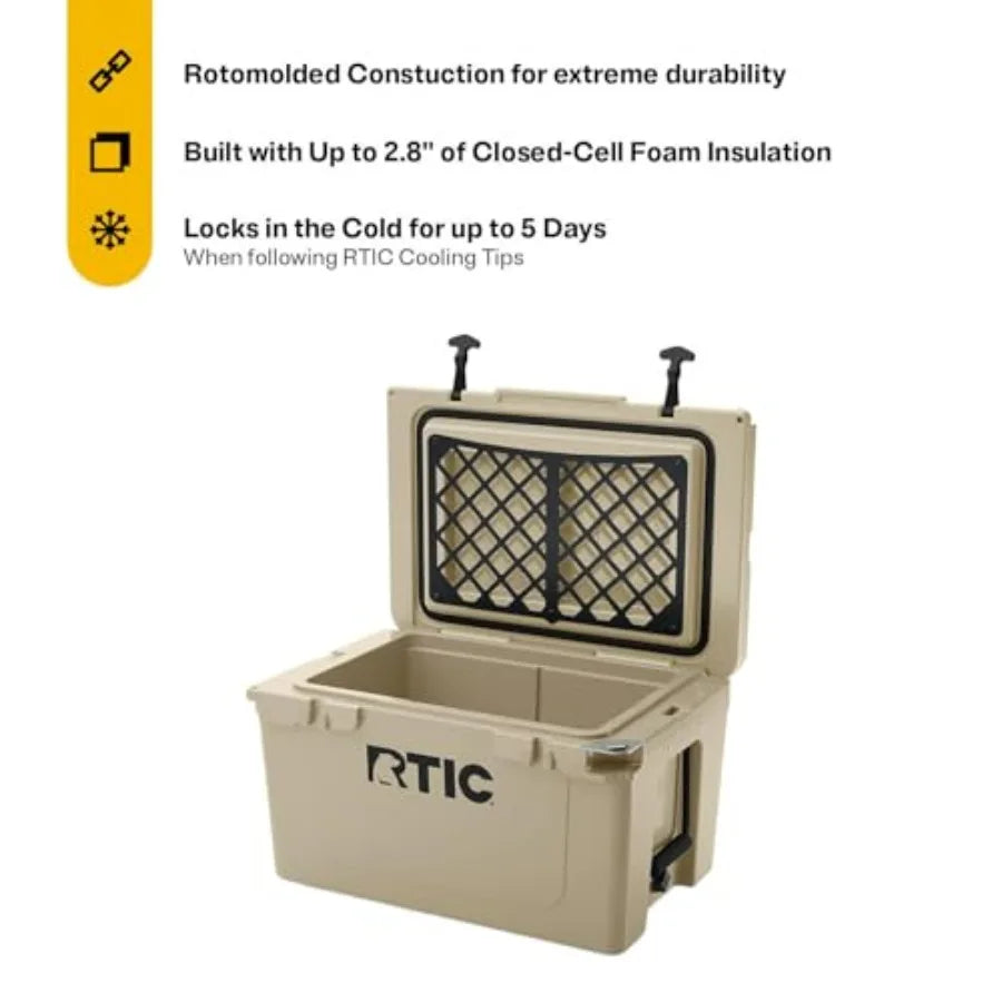 Ultra-Tough Cooler Hard Insulated Portable Ice Chest Box for Beach, Drink, Beverage, Camping, Picnic, Fishing, Boat, Barbecue R