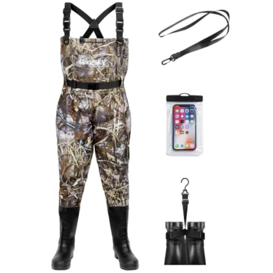 Fly Fishing Chest Waders with Boots for Men Women, US Sizes 5 14, 2-Ply Nylon/Pvc Waterproof Waders