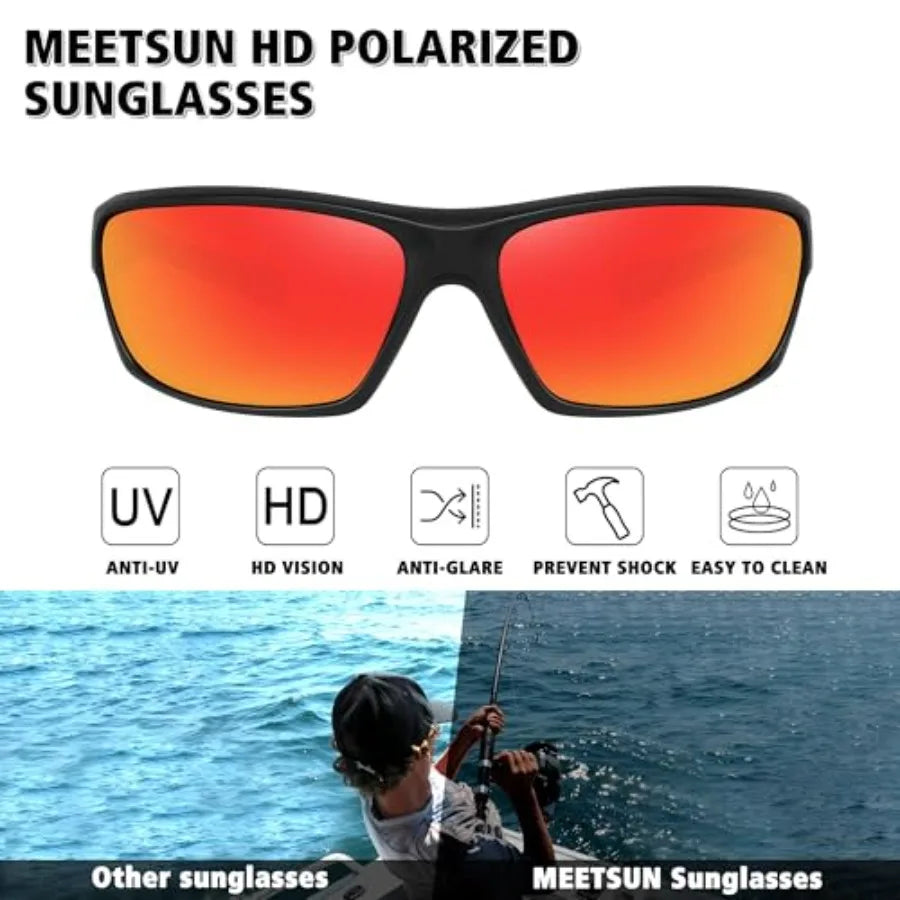MEETSUN Polarized Sports Sunglasses for Men Women Wrap Around Driving Cycling Golf Fishing Sun Glasses UV400 Protection