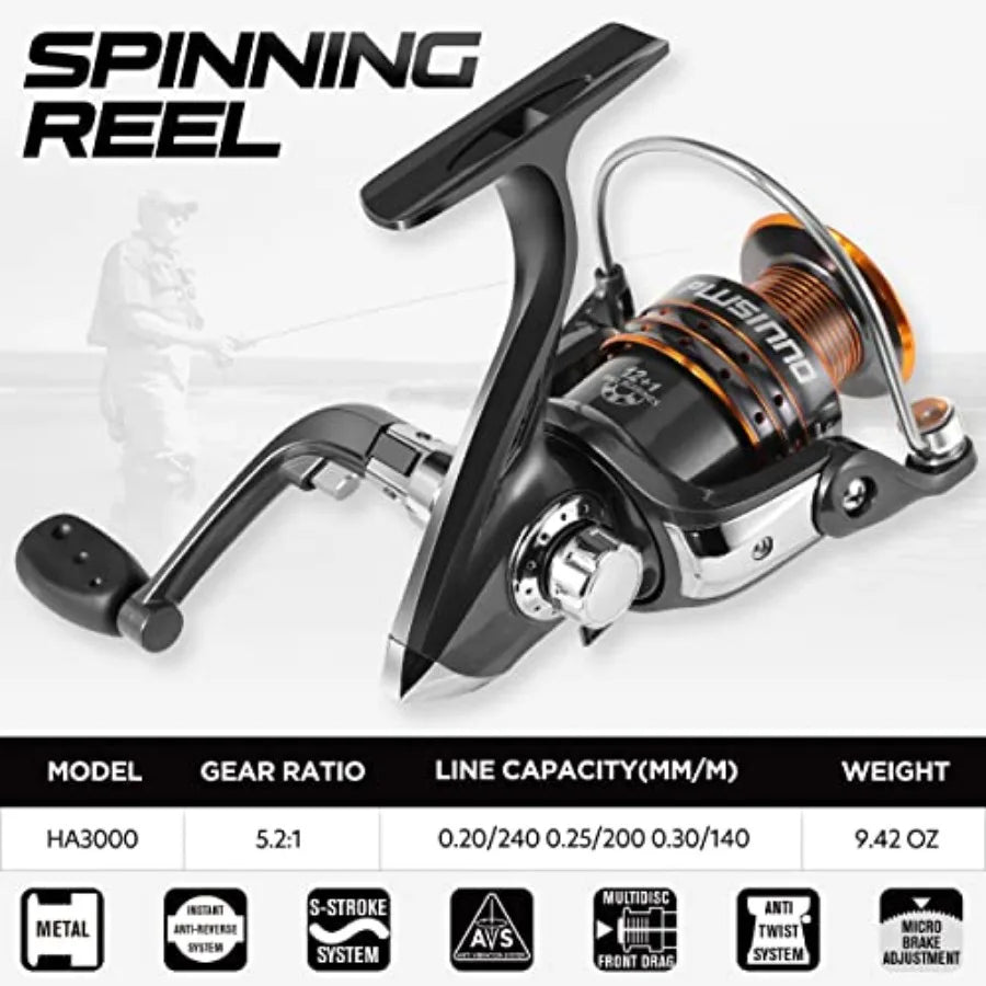 Fishing Rod and Reel Combos - Carbon Fiber Telescopic Fishing Pole - Spinning Reel 12 +1 Shielded Bearings Stainless Steel BB