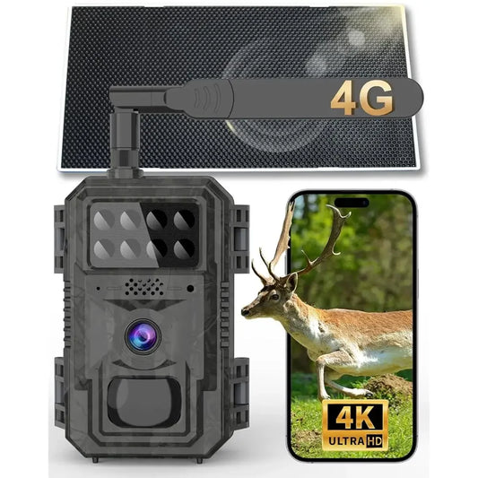 4G Cellular Trail Camera-with 4K 48MP Wide Angle 120 Degree, Night Vision up to 100FT, Solar Powered Hunting Came