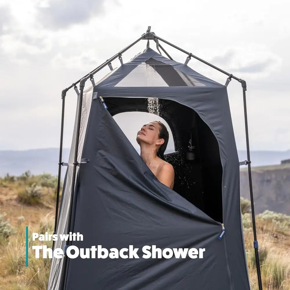 Portable Outdoor Shower Tent with Privacy, Camping Toilet, Changing Room, LED Light, Carry Bag, Towel Rod