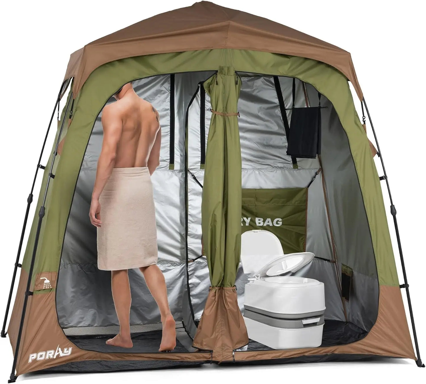 Camping Shower Tent Deluxe Easy Setup Privacy Shelter with Floor Drain for Beach Hiking