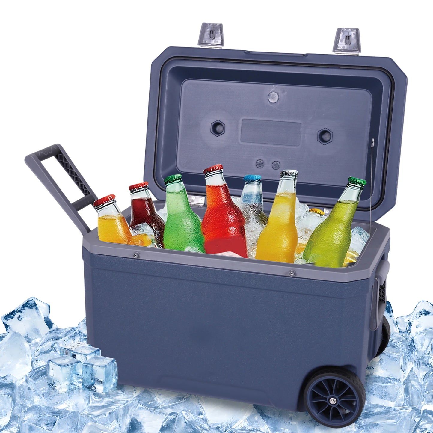 70L Wheeled Cooler Hard Shell Camping Cooler Keep Food Warm Outdoor Camping Vehicle Insulated Box for Beach Beverage Camping