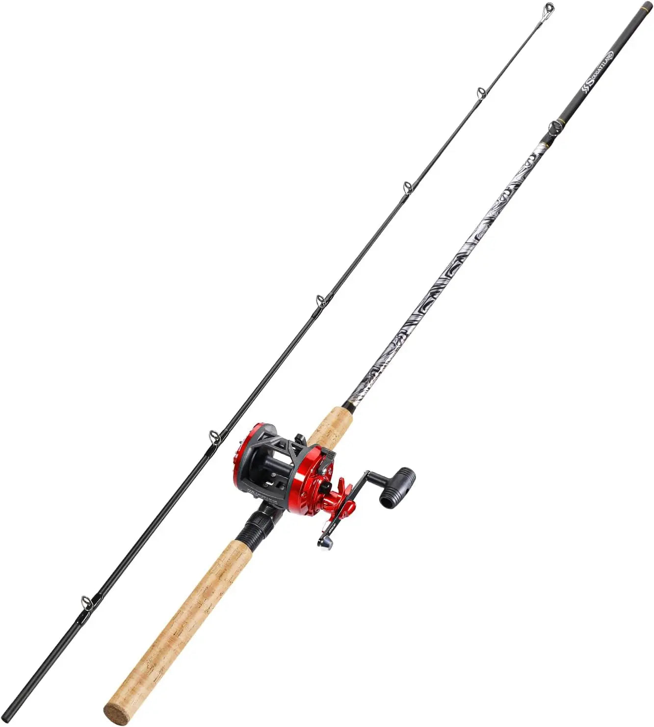 Fiberglass Fishing Rod Combo with Conventional Reel, Medium Heavy for Catfish Salmon Steelhead