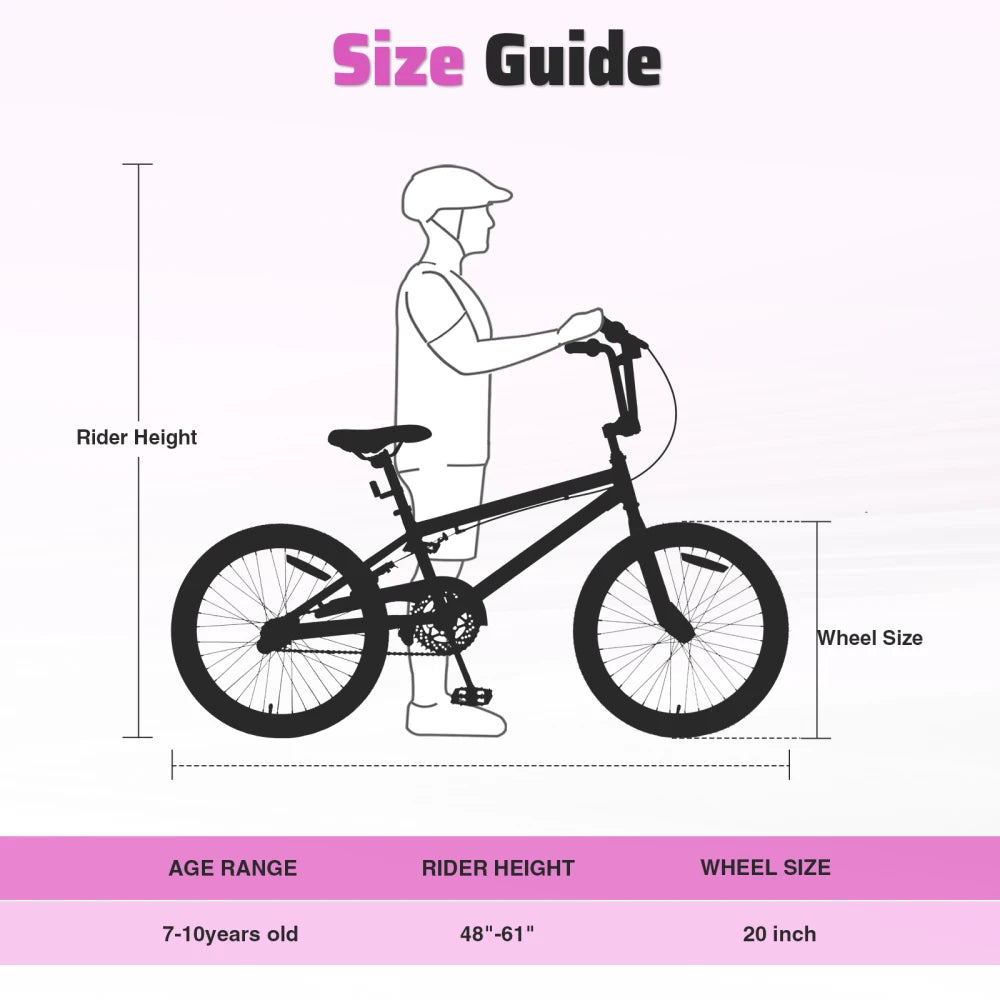 Ye Freestyle 20-Inch Single-Speed Kids Bicycle for Boys and Girls Aged 7+