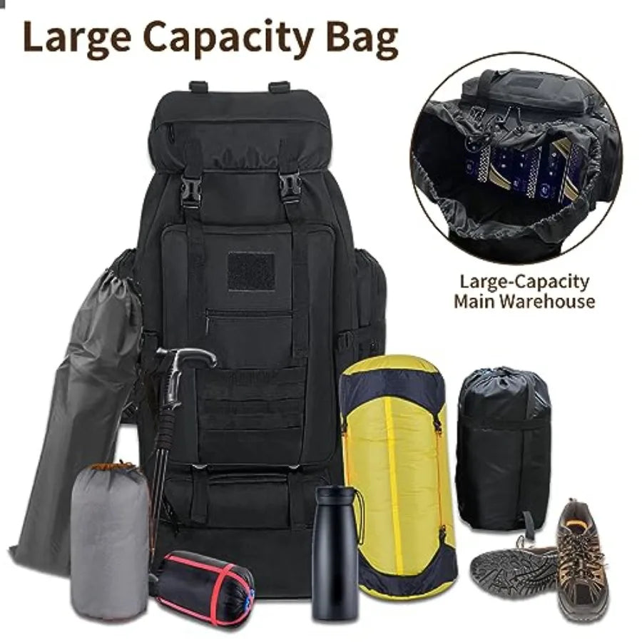 Hiking Backpack, 100L Large Camping Backpack, Expandable Waterproof MOLLE Rucksack, Outdoor Sport Travel Daypack Military Tacti