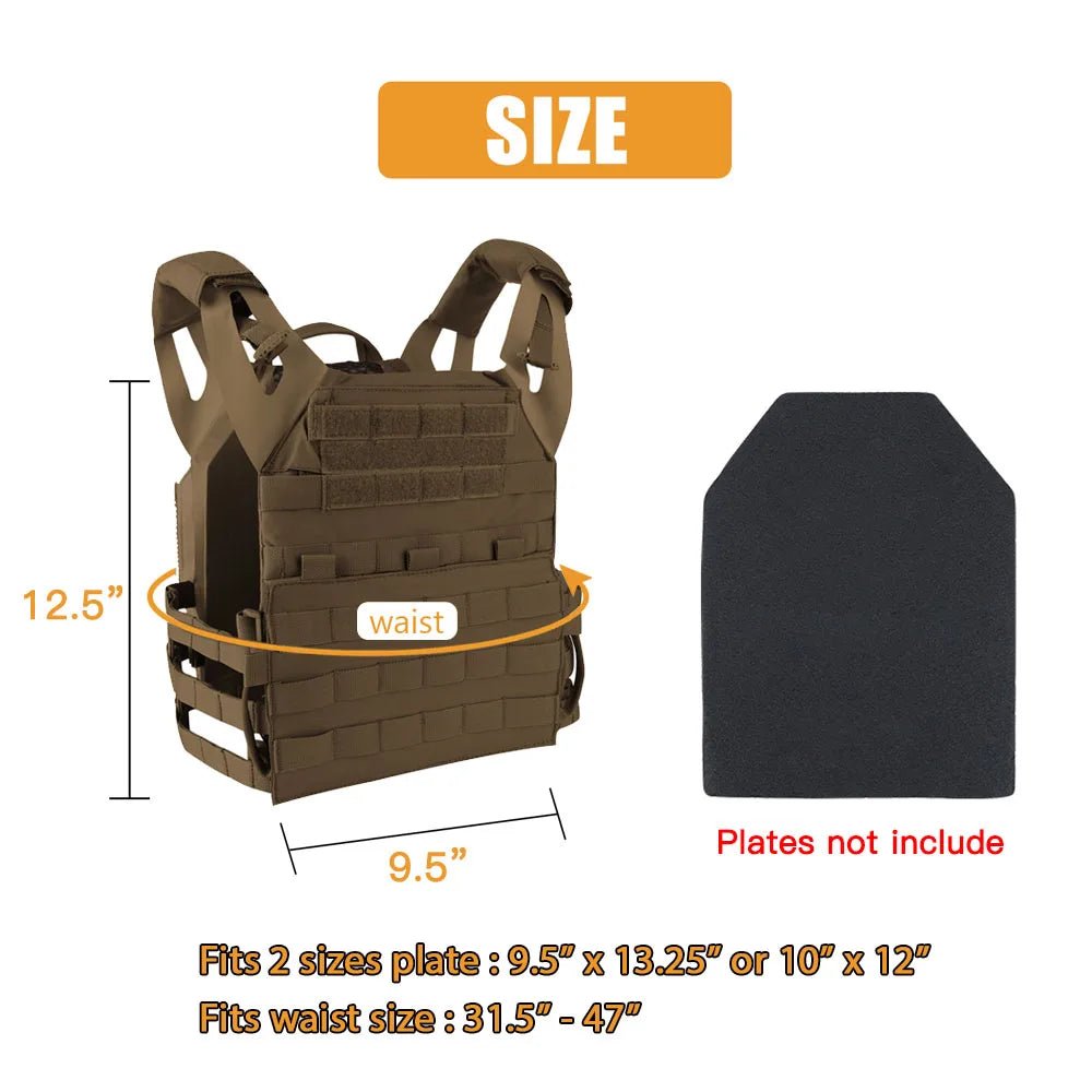 500D Nylon Tactical Vest Jumpable Plate Carrier MOLLE Front Flap Panel Backpack Hunting Ranger Green Camo Men's Vest