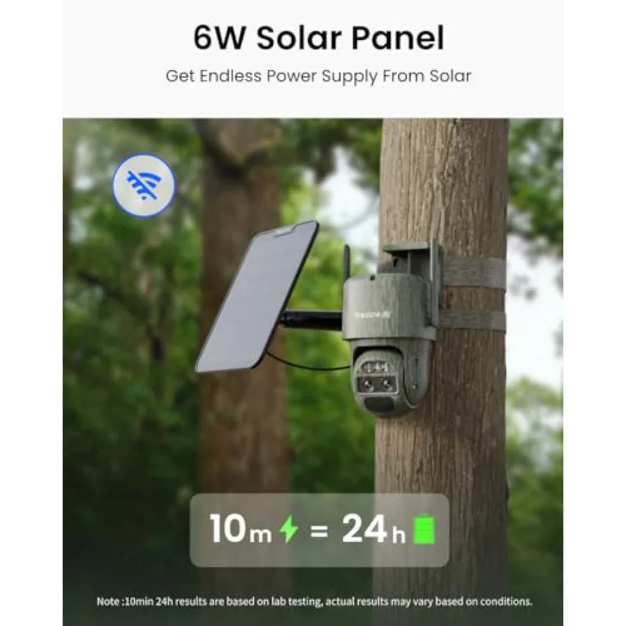 Wildlife monitoring outdoor security camera with 4K dual lens, 4G cellular connectivity, 6X hybrid zoom, IP66 waterproof housin