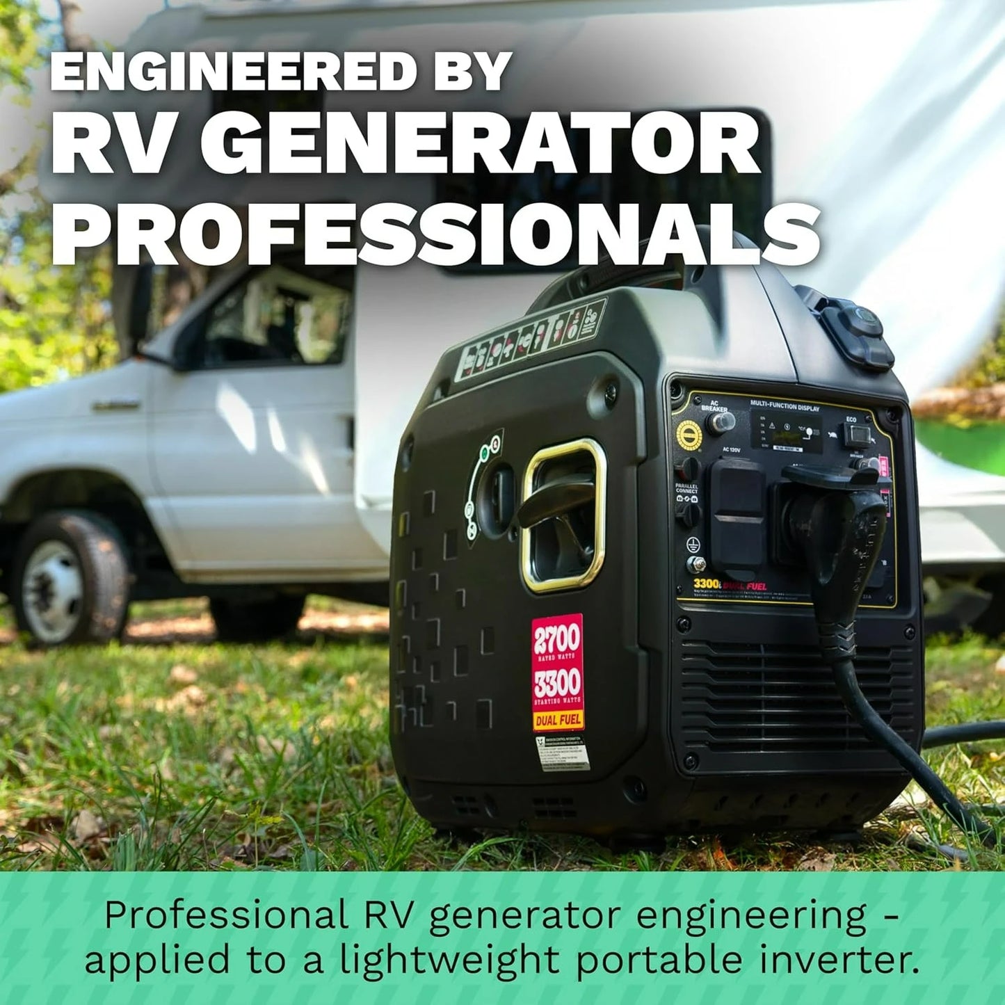 Flex Power 3300W Portable Inverter Generator - Engineered by RV Generator Professionals, 30 Amp Ready, Custom