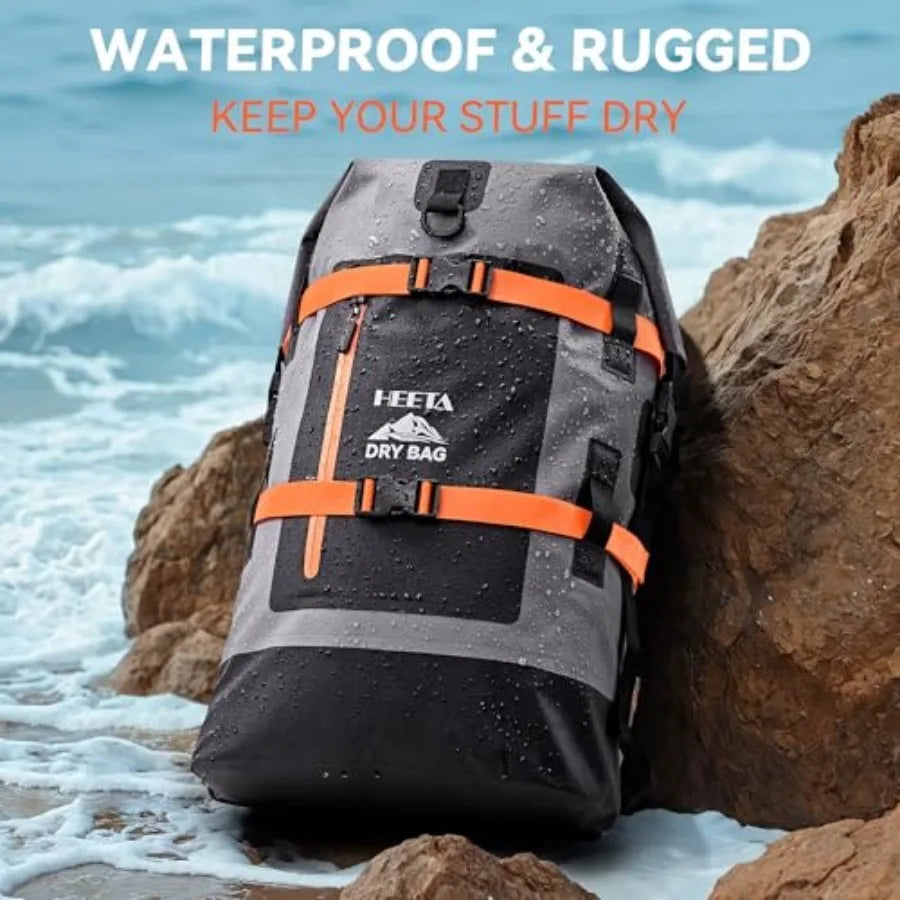 Dry Bags Waterproof Backpack 40L for Men and Women, Roll Top Heavy Duty Cushioned Hiking Backpack for Kayaking Boating Paddle B