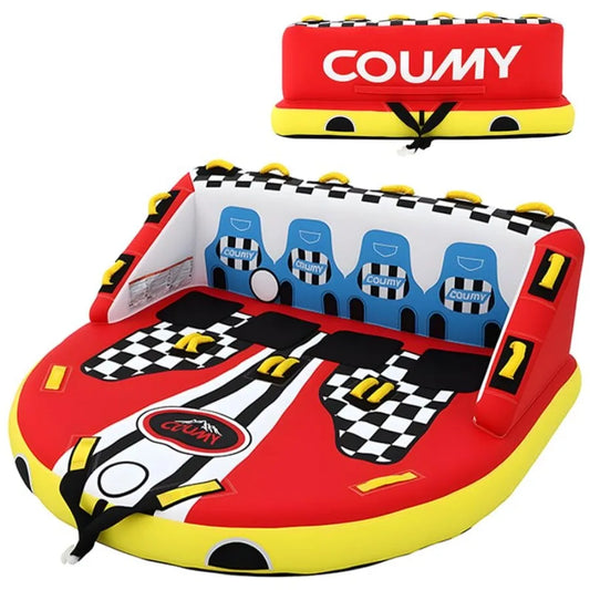 Towable Tubes for Boating Pull Behind Inflatable Tube with Heavy-Duty Thick Nylon Cover in Blue for Summer 1-4 Person Water Spo