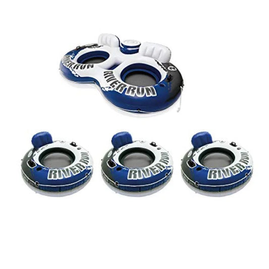 Inflatable Pool Tube Float Floating Lake Raft 3 Pack for Outdoor Water Recreation Durable PVC Material Blue Color Buoyant and C