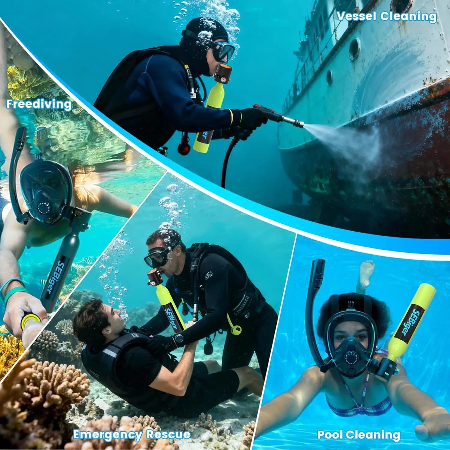 Mini Scuba Tank 0.5L with Full-Face Snorkel Mask, DOT-Certified for Underwater Breathing Support - Ideal Snorkeling Set