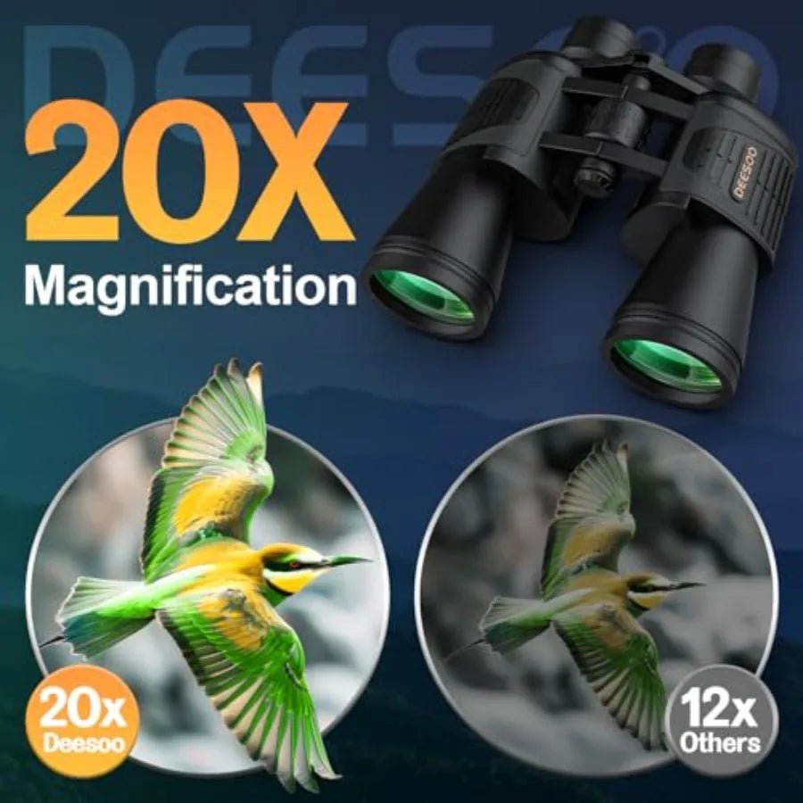 20x52 Binoculars for Adults High Powered - HD Large View Binoculars with Low Light Vision - Professional Binocular for Bird Wat