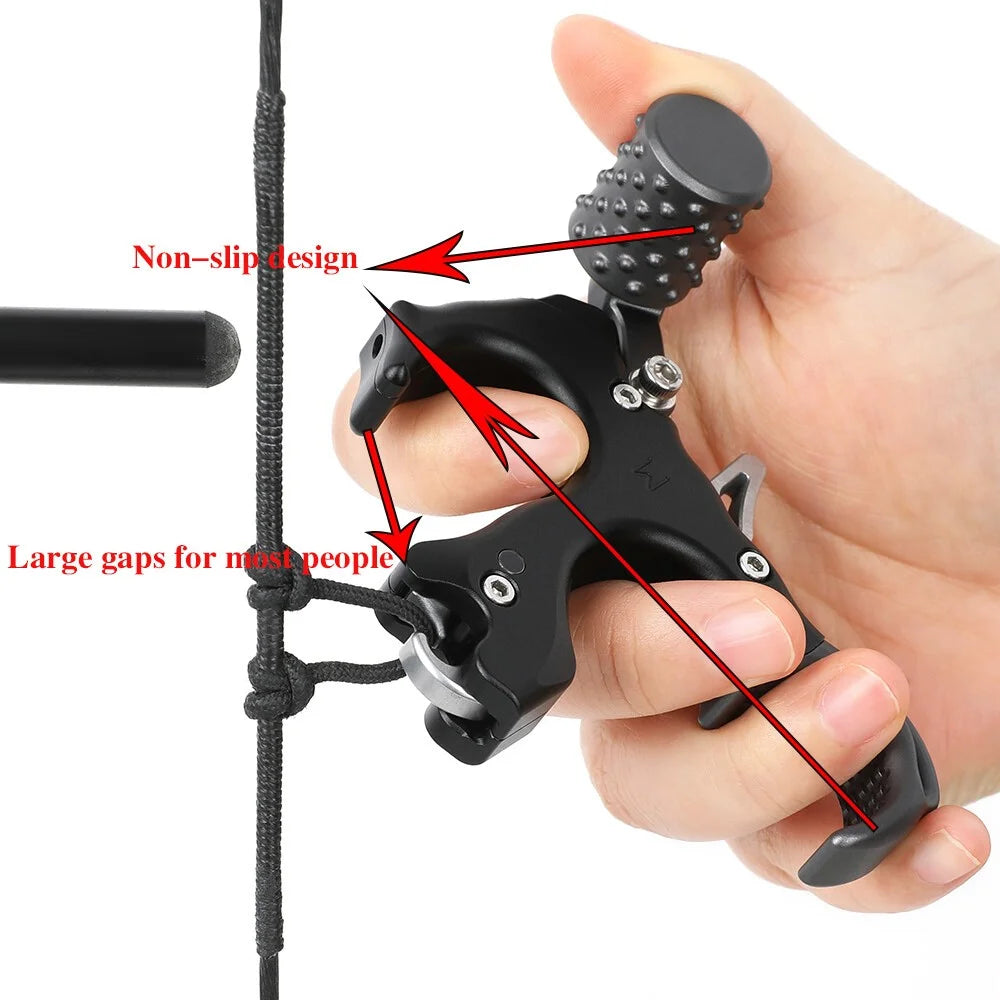 3/4 Finger Bow Release Thumb Trigger Adjustable Sensitivity Manual Jaw Aluminum Alloy for LH RH Compound Bow Shooting