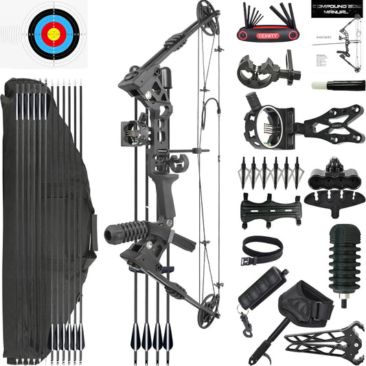 Archery Compound Bow Set 20-70 LBS, Draw Length 24\\"-30\\", up to IBO 320 fps, Hunting Compound Bow with All Accessories for Ar