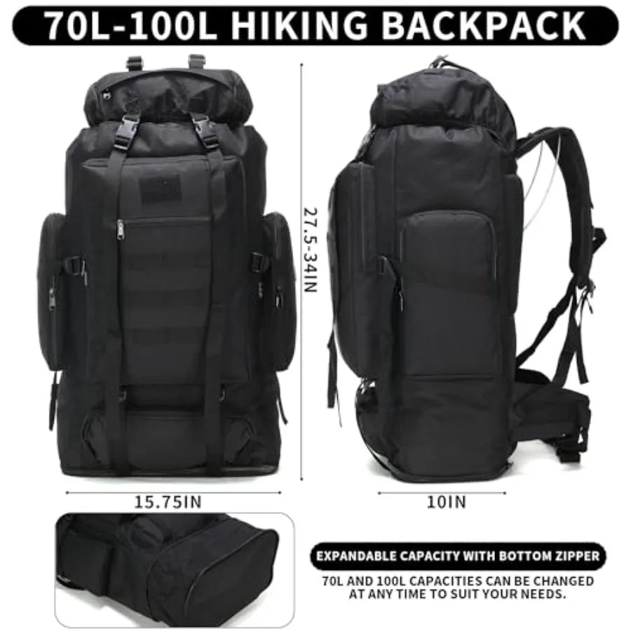 Hiking Backpack for Men 70L/100L Camping Backpack Military Rucksack Molle 3 Days Assault Pack for Climbing Camping Backpack, 3