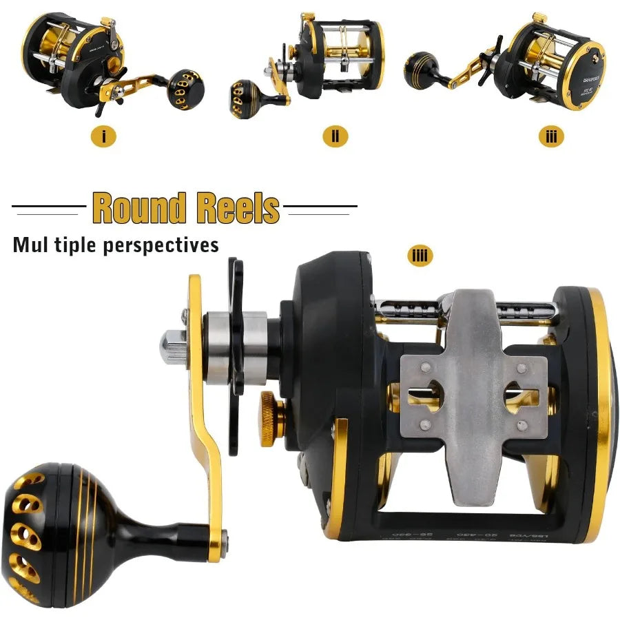 Trolling Reel Saltwater Level Wind Reels Drag Reels Boat Fishing Ocean Fishing for Sea Bass Grouper Salmon