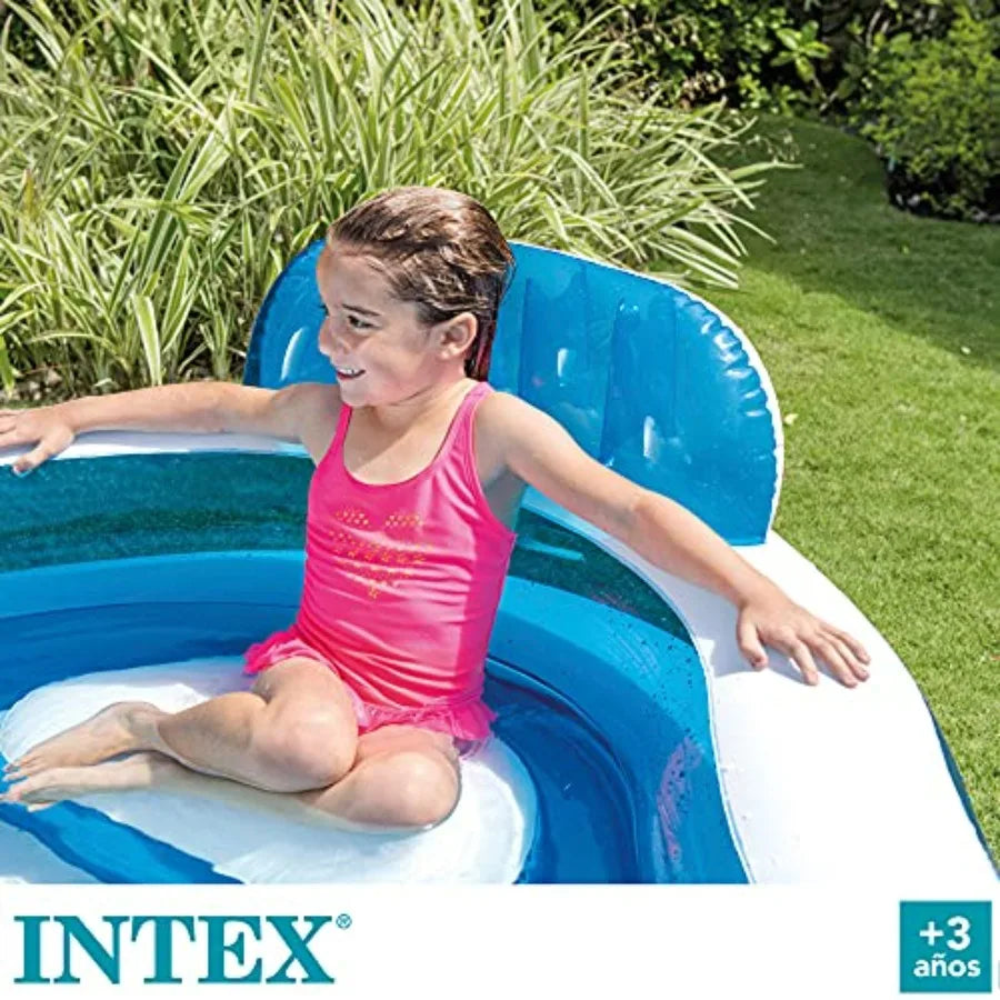 Inflatable Pool 90 X 90 X 26 for Ages 3+ Swim Center Family Lounge Durable PVC Material Blue Color Easy Setup and Storage