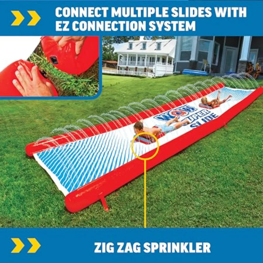 Super Slide Giant Backyard Slip and Water Slide with Sprinkler Extra Long 25 x 6 ft Blue PVC Water Slide for Outdoor