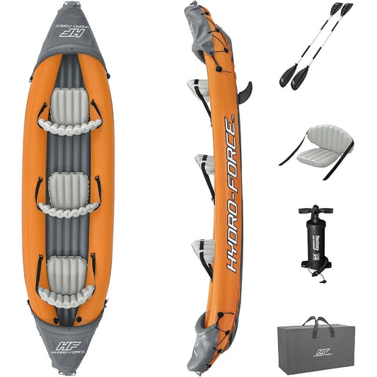 Hydro-Force 9'2" x 34" Ventura Elite X1 Inflatable Kayak Set Fits 1 Adult Includes Boat Aluminum Paddle Hand Pump Fins Seat Gea