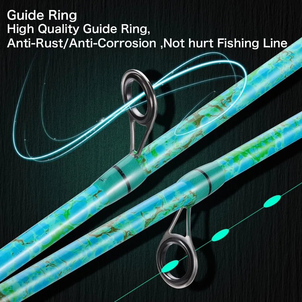 Fishing Rod and Reel Combo, 2-Piece 5'6" Graphite & Fiberglass Rod, Durable Strong Reel, 1Pack/2Pack
