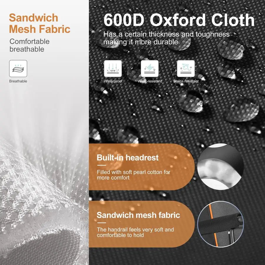 CAMP Oversized Camping Chairs 29.52 High Back Heavy Duty Lawn Chair Support 500LBS, Portable Collapsible Chair with Cup Holder,