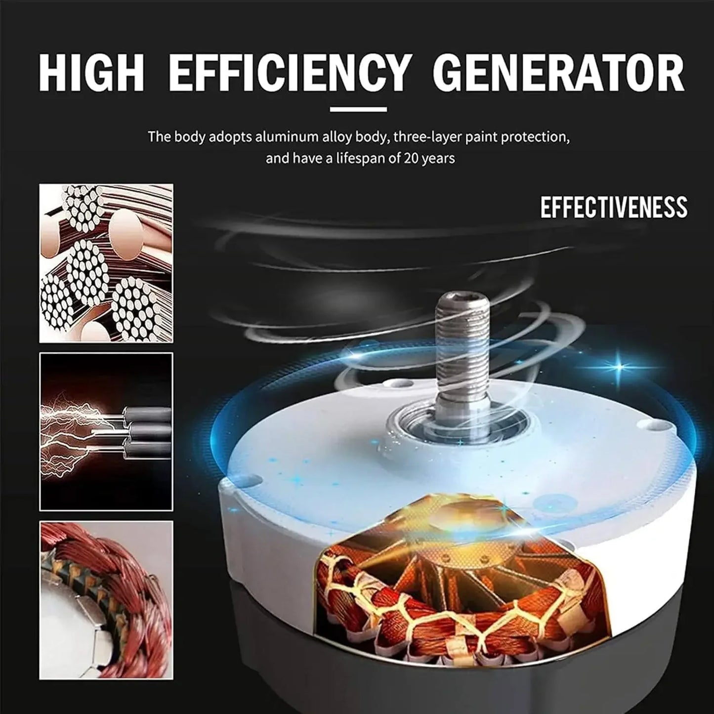 Wind Turbine Generator Kit,3000W Magnetic Levitation Upright Wind Turbine 12V 24V 48V 220V with Waterproof Charge Controller Ele