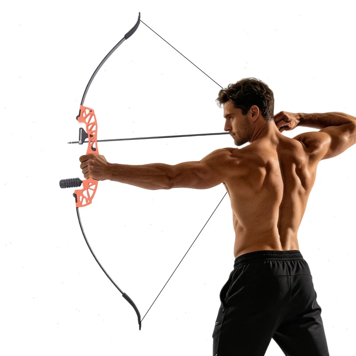 Recurve Bow and Arrow Set, Archery Compound Bow Set, Right Handed, Magnesium Aluminum Alloy, Durable, Anti Rust, for Target Practice Hunting Training