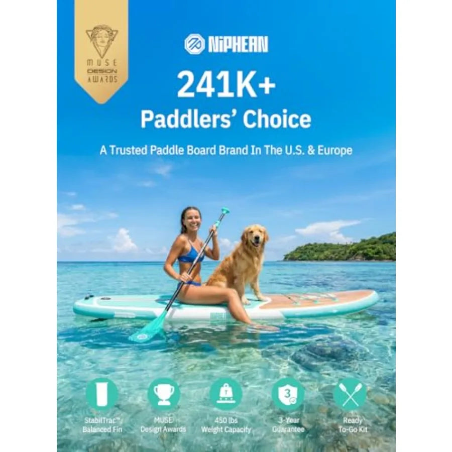 Inflatable Stand Up Paddle Board with SUP Accessories, Anti-Slip EVA Deck, 10'6'' Inflatable Paddle Boards for Adults and Youth