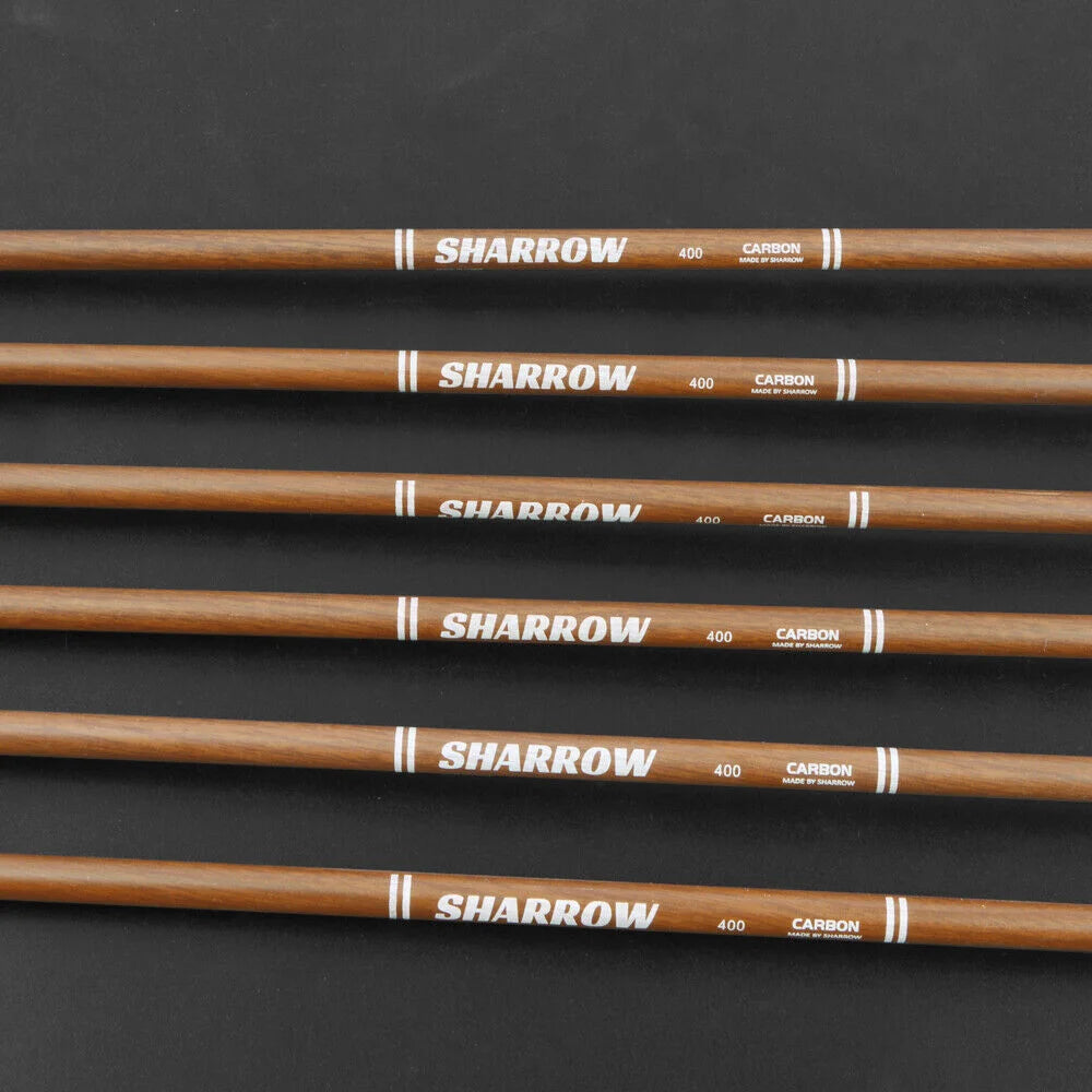 Carbon Arrows 12pcs 31 Inch Spine 340-600 Pure Carbon Shaft with 5 Inch Feathers for Compound Recurve Bow Outdoor Hunting