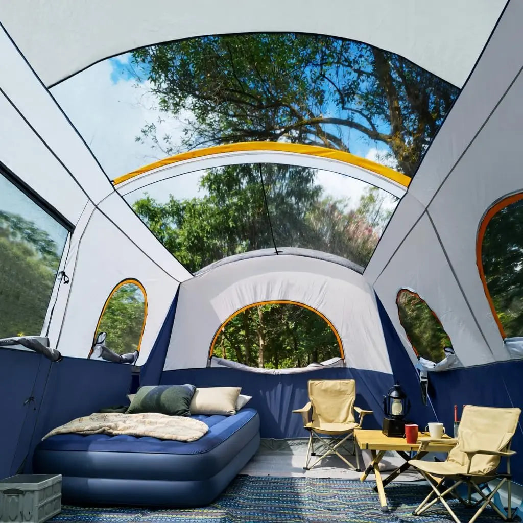 8 Person Camping Tent with Screen Porch, Waterproof Tunnel Tent for Family Outdoor Camping, 20' x 9' x 80in