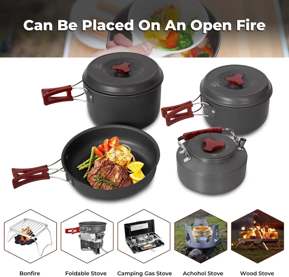 24-Piece Camping Cookware Set: Lightweight Backpacking Mess Kit for Hiking, Picnic, Family Outdoor Cooking