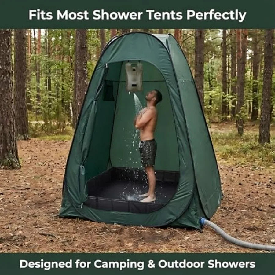 Upgraded Portable Shower Pan 41" x 41" x 5" Foldable Camping Shower Base with Waterproof Storage Bag Dual Drain Holes for RV Ca