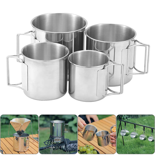 Coffee Cup with Foldable Handle Camping Mug Lightweight Portable Camping Cup Stainless Steel for Camping Hiking