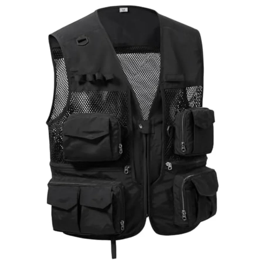BASSDASH Men's Women's Utility Fishing Cargo Vest Outdoor Safari Photography Work Vest with Multi Pockets Mesh Back FV14