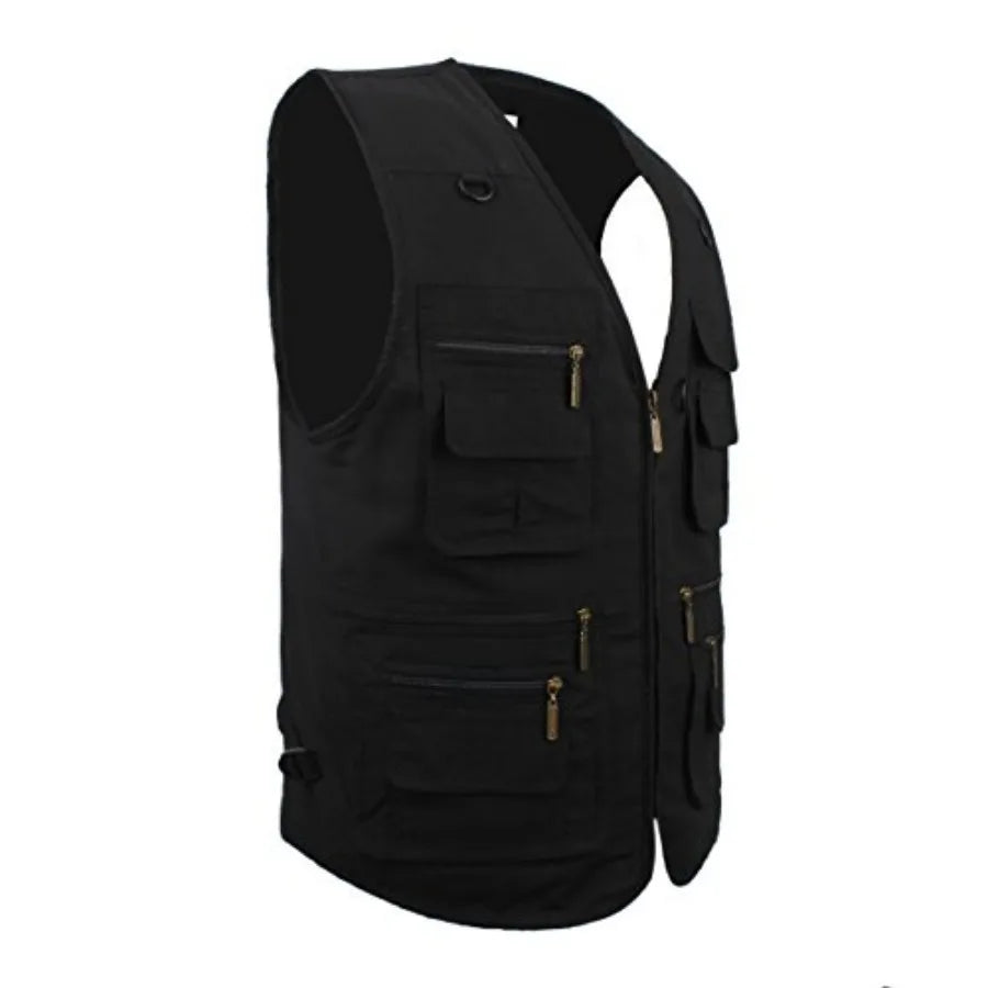 Men's Poplin Outdoors Travel Sports Multi-Pockets Work Fishing Vest