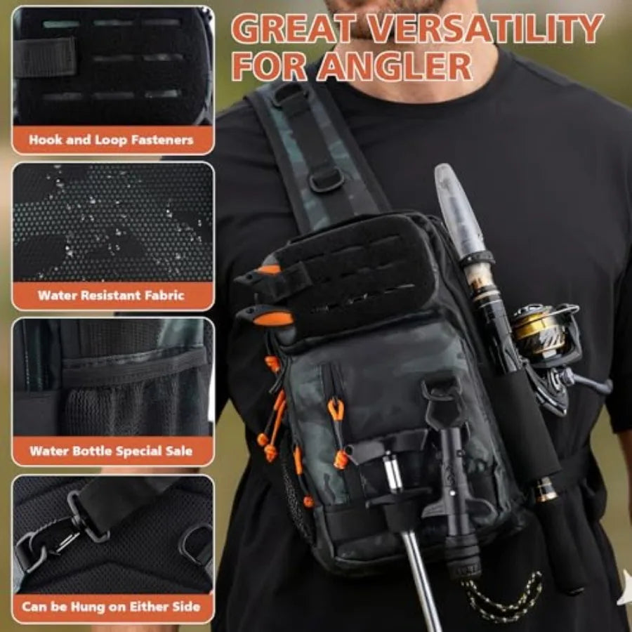 Fishing Backpack with Tackle Boxes, Fishing Tool Kit, Lightweight Outdoor Water-Resistant Fishing Shoulder Bag with Rod Holder