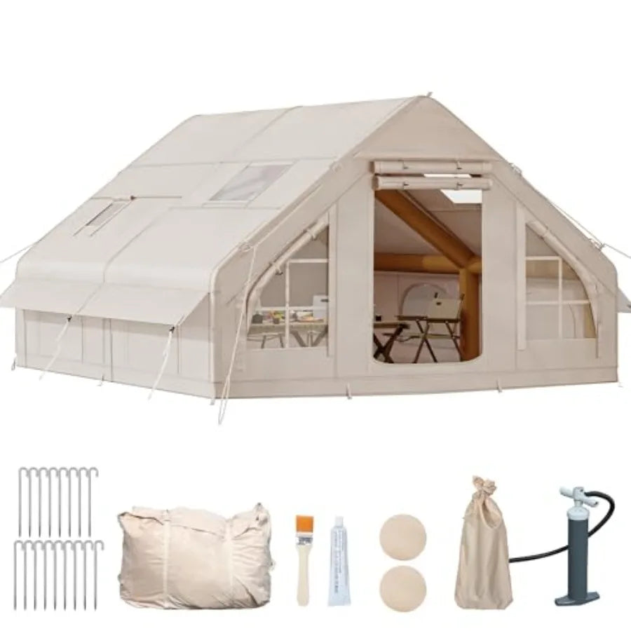 13FT X 10FT Inflatable Camping Tent Large Waterproof Blow Up Tent for 8 People with Pump Easy Setup Inflatable House Tent with