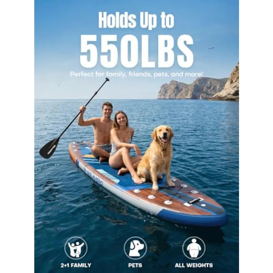 Inflatable Stand Up Paddle Board for adults and youth PVC material blue wide stable anti-slip EVA deck with premium SUP accesso