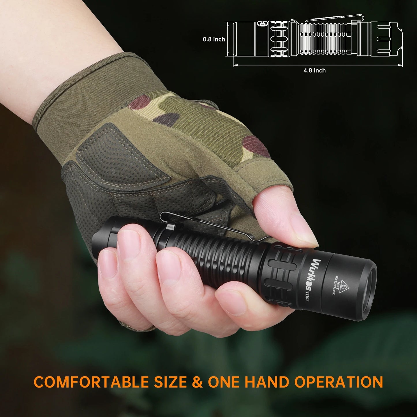 Wurkkos TD02 Tactical Flashlight 2000 Lumens 18650 Rechargeable Battery Direct Shipping from Overseas Warehouse