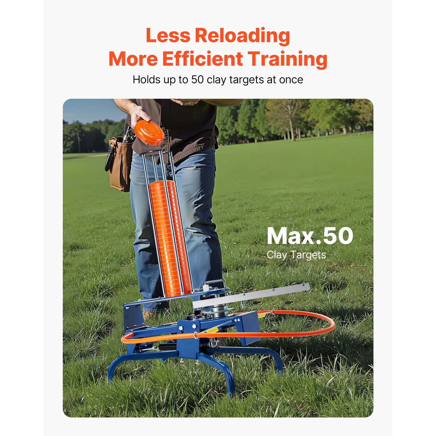 Clay Target Thrower Max 28/50 Clays Pigeon Thrower with Adjustable Angle & Foot Pedal for Clay Throwing Shooting Sports