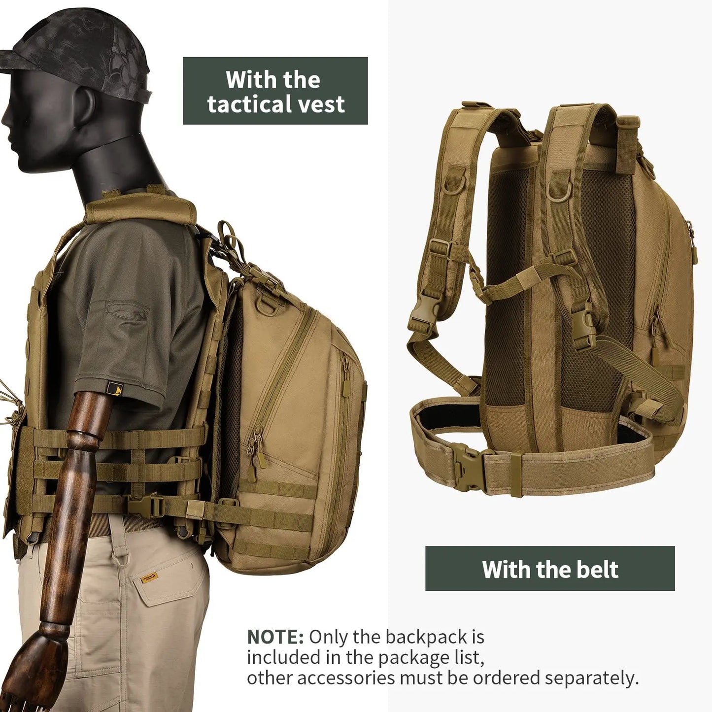 Tactical Backpack MOLLE System Hiking Rucksack Outdoor Gear